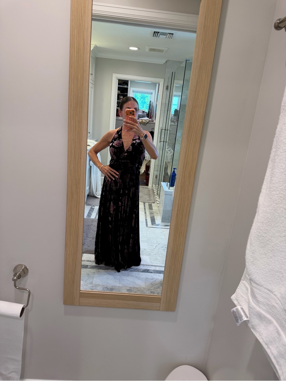 Willow & Clay Black Velvet Dress with Plum Floral Burnout